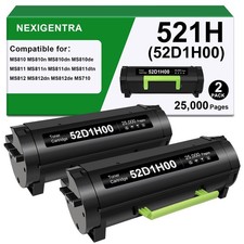 52D1H00 521H Toner Cartridge Compatible for Lexmark MS810 25,000 Pages 2PK picture