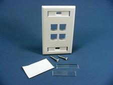 Leviton 42080-4WS White 1-Gang 4-Port Unbreakable Nylon Standard Wallplate Cover picture
