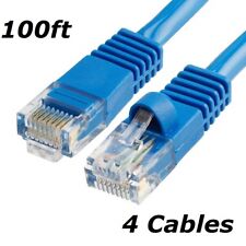 4x 100FT CAT5 CAT5E BLUE ETHERNET LAN NETWORK CABLE RJ45 Patch Network Blue US picture