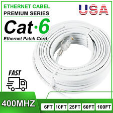 Cat6 Ethernet Cable RJ45 Network Cord Internet White Patch 6/10/25/60/100ft picture