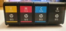 HP cartridges, 973New, Unused, Unlocked, C M Y K Color for Officejet 477 printer picture