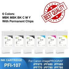 6pc PFI-107 Refillable Ink Cartridge with Chip For Canon iPF670 680 685 770 780 picture