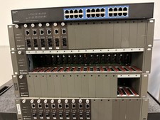 TRENDnet : LOT : 4 TFC-1600 frames : 15 x 10/100 FIBER modules : Gigabit Switch picture