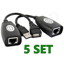 5X USB Exten Ethernet RJ45 Cat5e/6 Cable LAN Adapter Extender Over Repeater Set picture