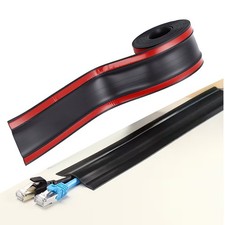 5PCS Black Floor Cord Cover Self Adhesive Cord Hider 1.97in X 9.84ft Cable UJFD picture