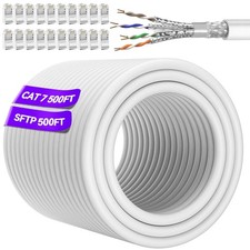 Cat 7 Ethernet Cable 500ft Bulk (20 RJ45), Outdoor & Indoor, SFTP 500FT, White picture